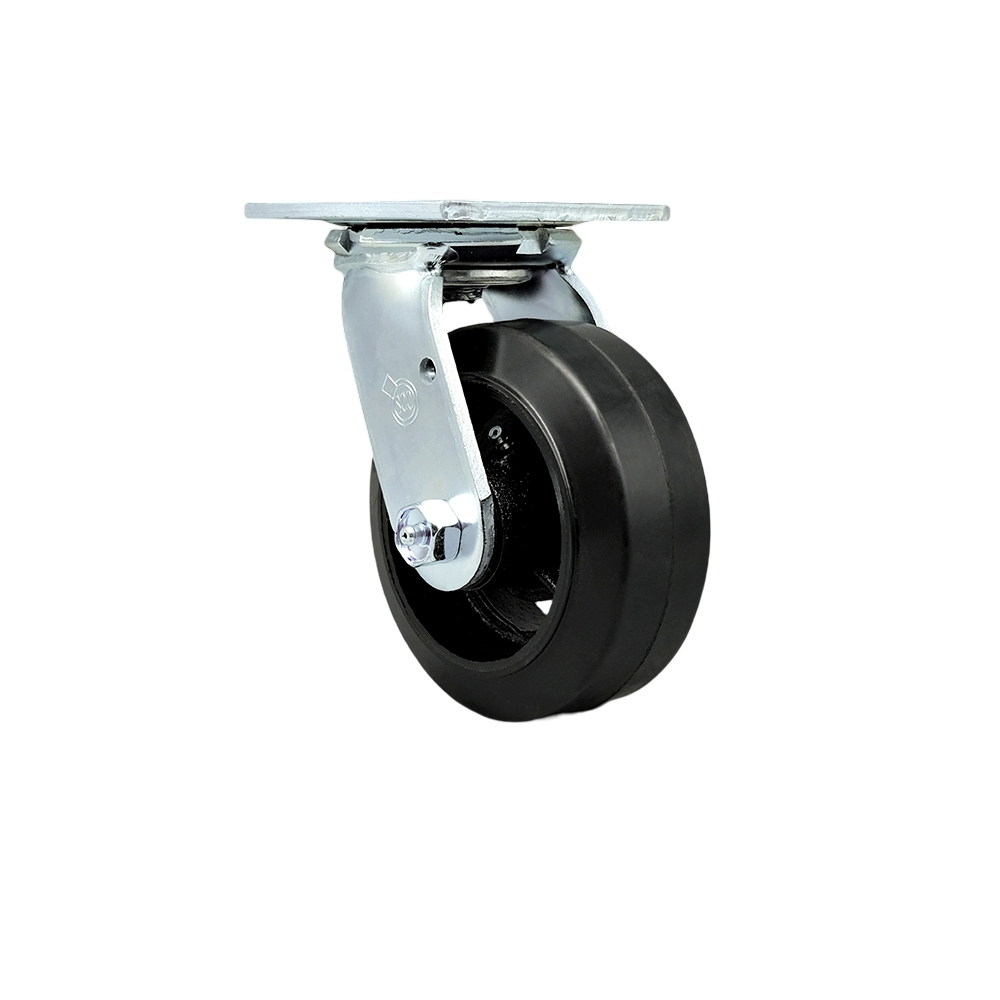 Service Caster Brand Replacement for McMaster Carr Caster 19505T12 30305T14 - Swivel Top Plate Caster with 5 Inch Black Rubber on Cast Iron Wheel - 400 lbs. Capacity Per Caster — photo 1
