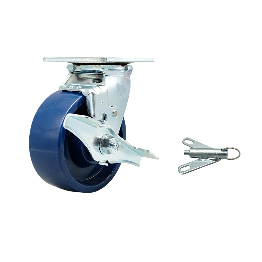 Solid Polyurethane Swivel Top Plate Heavy Duty Caster with 5 Inch Wheel and Top Lock Brake and Bolt on Swivel Lock – 1,000 lbs. Capacity/Caster - Service Caster Brand — photo 1