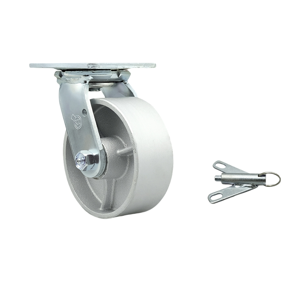 Heavy Duty Swivel Top Plate Caster with Bolt on Swivel Lock and 5 Inch Semi Steel Cast Iron Wheel with Ball Bearings - 1,000 lbs. Capacity/Caster - Service Caster Brand — photo 1