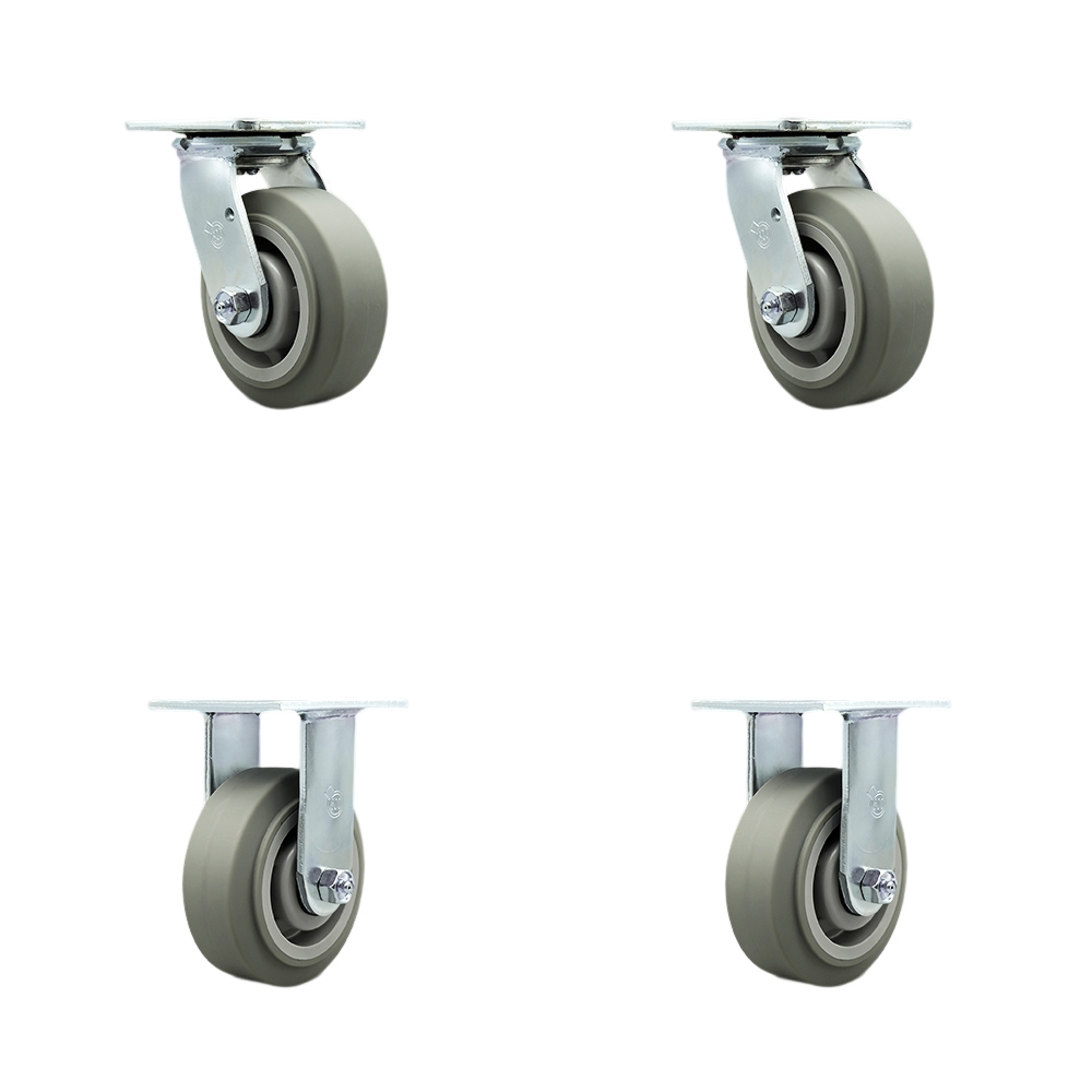 Service Caster Brand Replacement Set for Suncast Utility Cart Casters-Swivel Top Plate Casters with 5 Inch Thermo Rubber Flat Tread Wheels-Includes 2 Swivel&2 Rigid-Fits Suncast Utility Cart PUCSD1937 — photo 1