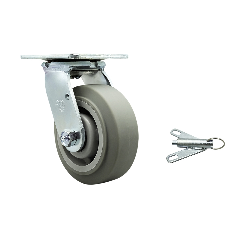 Thermoplastic Rubber Flat Tread Swivel Top Plate Heavy Duty Caster with 5 Inch Wheel and Bolt on Swivel Lock – 350 lbs. Capacity/Caster - Service Caster Brand — photo 1