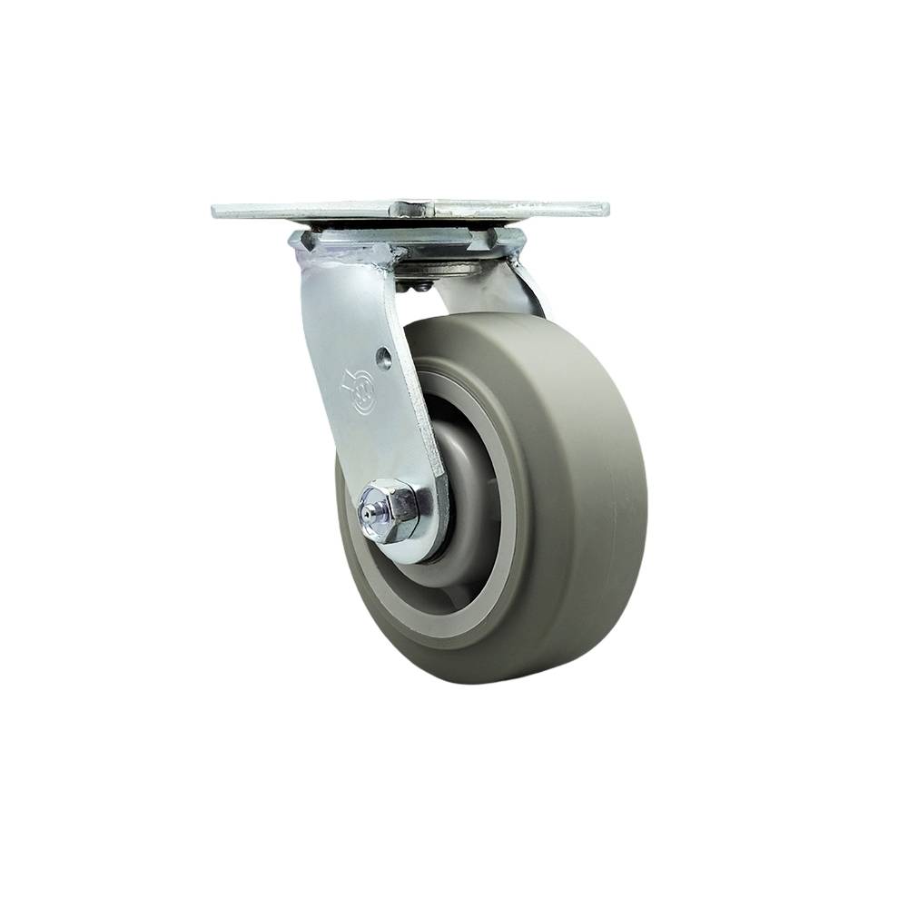 Service Caster Brand Replacement for McMaster Carr Caster 30305T57 - Swivel Top Plate Caster with 5 Inch Thermoplastic Rubber Flat Tread Gray Wheel - 350 lbs. Capacity Per Caster — photo 1