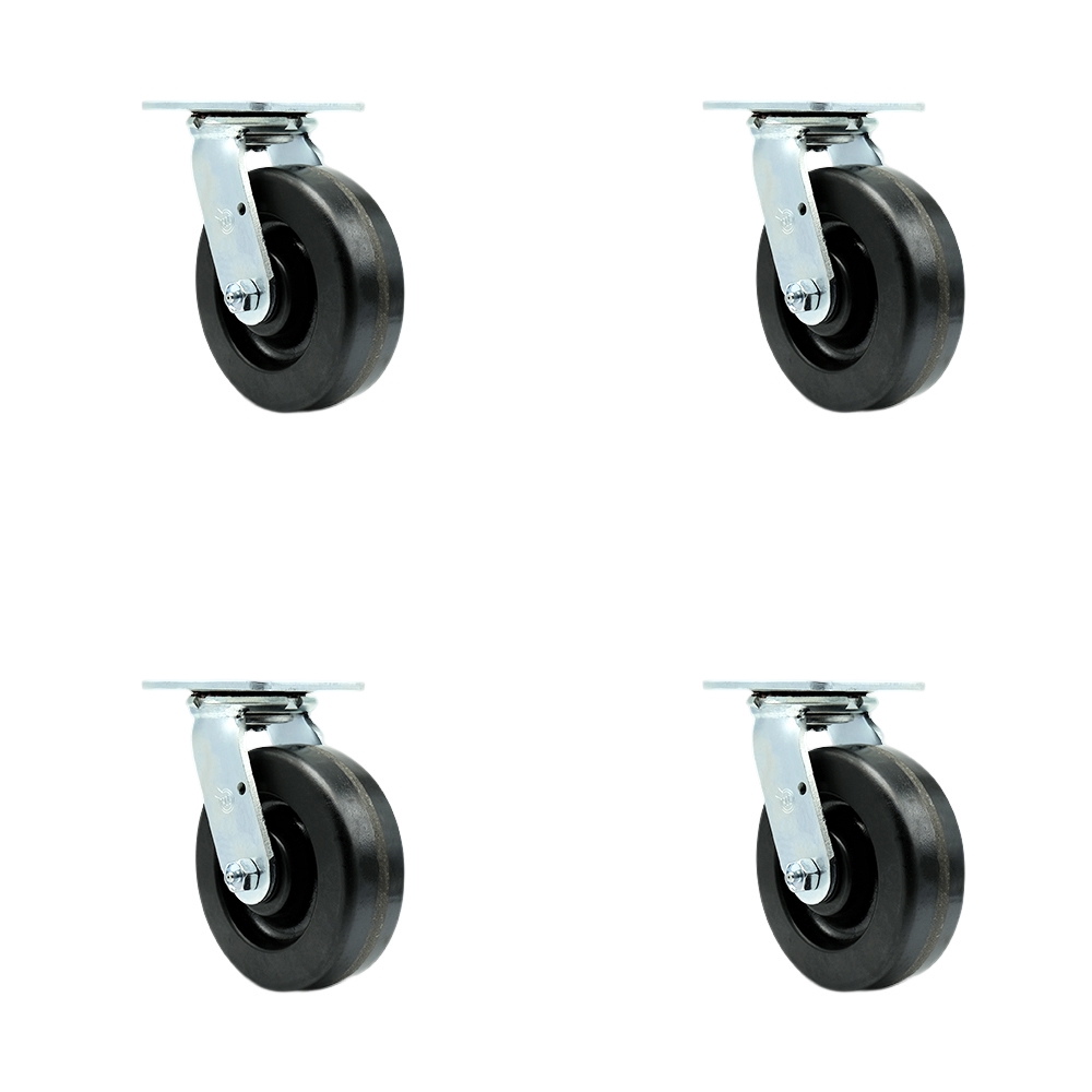 Service Caster Brand Replacement for Bassick 6AS8-7 Replacement Swivel Caster Set of 4 - 6 Inch Black Phenolic Wheels – 1,200 lbs. Capacity Per Caster — photo 1