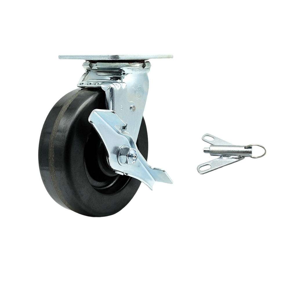 Phenolic Swivel Top Plate Heavy Duty Caster with 6 Inch Wheel & Bolt on Swivel Lock – 1,200 lbs. Capacity/Caster - Service Caster Brand — photo 1