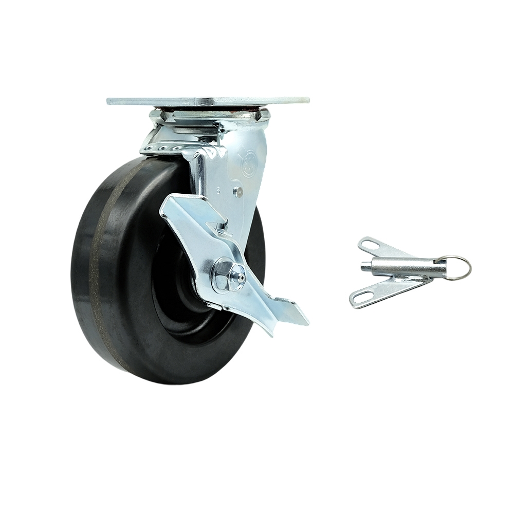 Phenolic Swivel Top Plate Heavy Duty Caster with 6 Inch Wheel and Top Lock Brake and Bolt on Swivel Lock – 1,200 lbs. Capacity/Caster - Service Caster Brand — photo 1