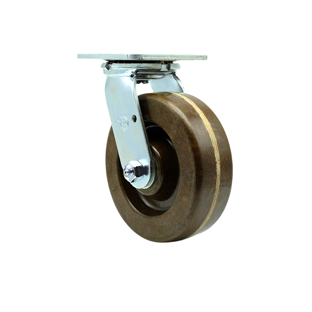 Heavy Duty Swivel Top Plate Caster with 6 Inch High Temperature Phenolic Wheel and Bronze Bearings - 1,200 lbs. Capacity/Caster - Service Caster Brand — photo 1