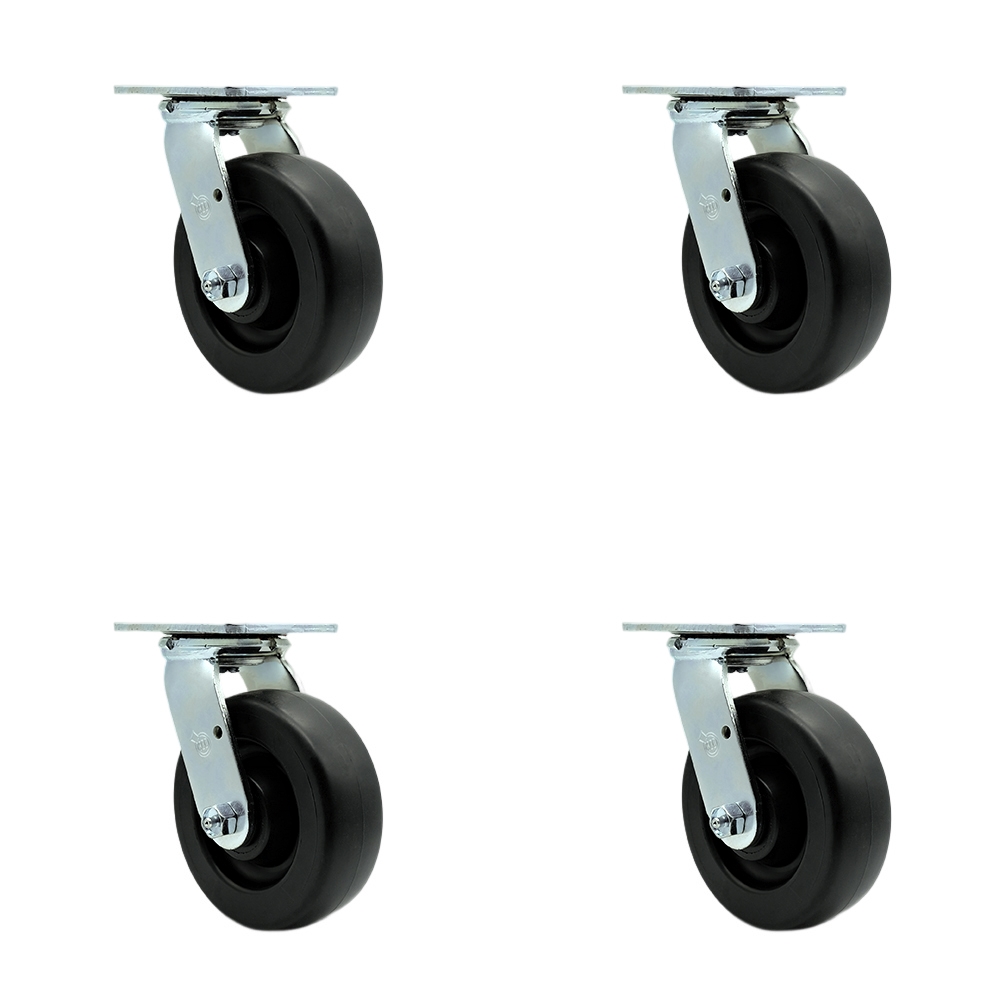 Polyolefin Swivel Top Plate Casters Set of 4 Heavy Duty with 6 Inch Wheels - Includes 4 Swivel – 2,800 lbs. Total Capacity - Service Caster Brand — photo 1