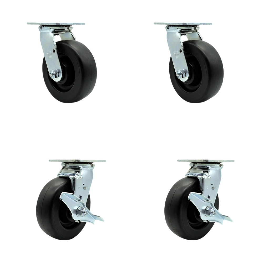 Heavy Duty Swivel Caster Set of 4 with 6 Inch Polyolefin Wheels and Ball Bearings - Includes 2 Swivel with Bolt on Swivel Locks and 2 Swivel with Brakes-2,800 lbs. Total Capacity- Service Caster Brand — photo 1