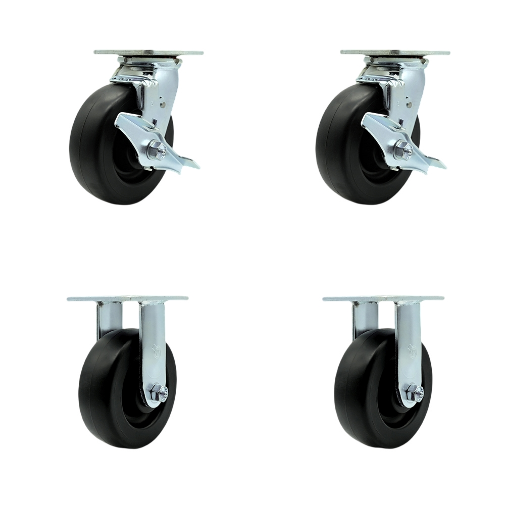 Service Caster Brand Replacement Set for Knaack Casters Model 695 - Swivel Top Plate Casters with 6 Inch Polyolefin Wheels -Includes 2 Swivel with Brakes and 2 Rigid-Fits Knaack Jobsite Storage Models — photo 1