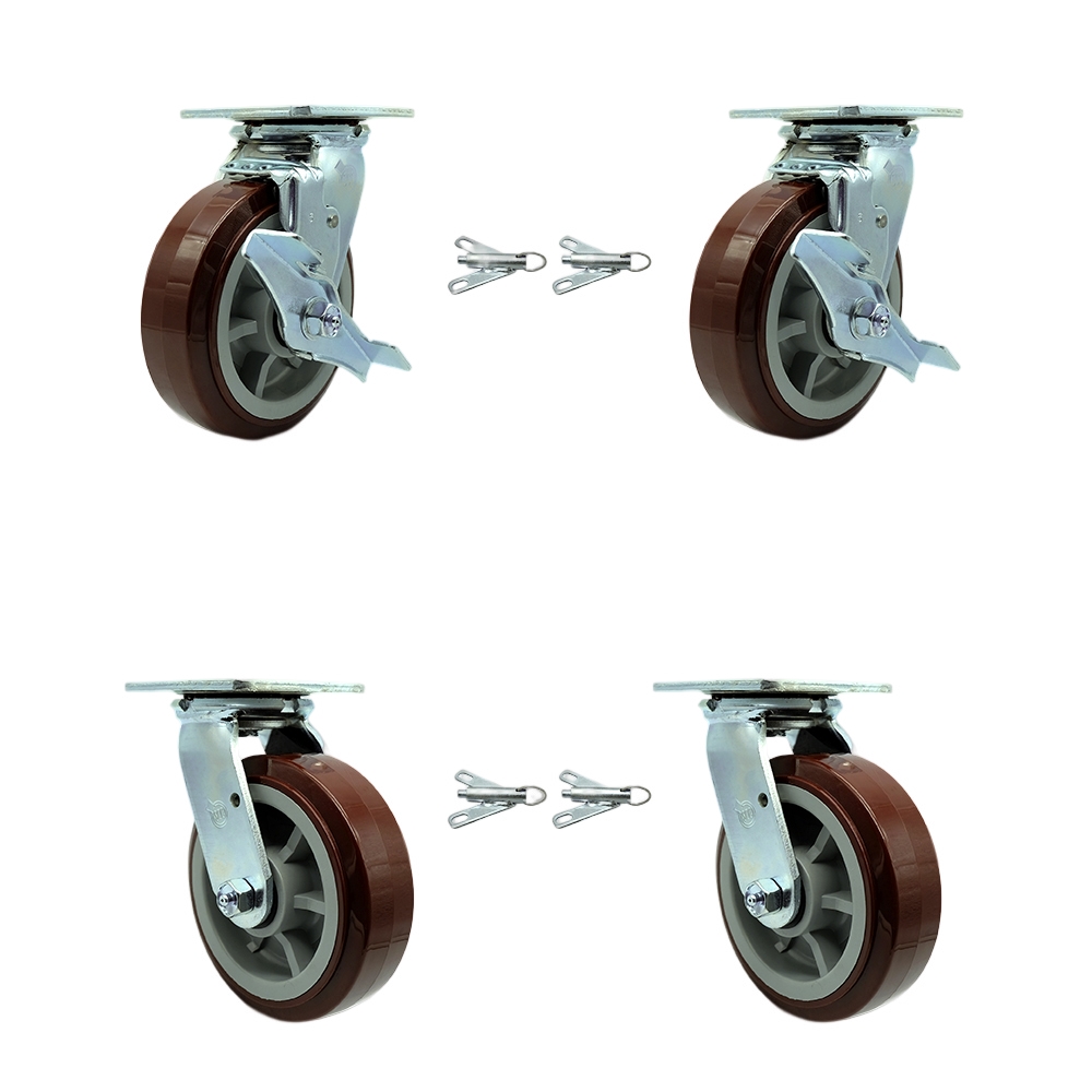 CRSL6 Greenlee Cart Caster Set – MA6065 GMX Material Cart – Includes 2 Swivel Casters with Brakes & Bolt-On Swivel Locks & 2 Swivel Casters with Bolt-On Swivel Locks - Set of 4 - Service Caster Brand — photo 1