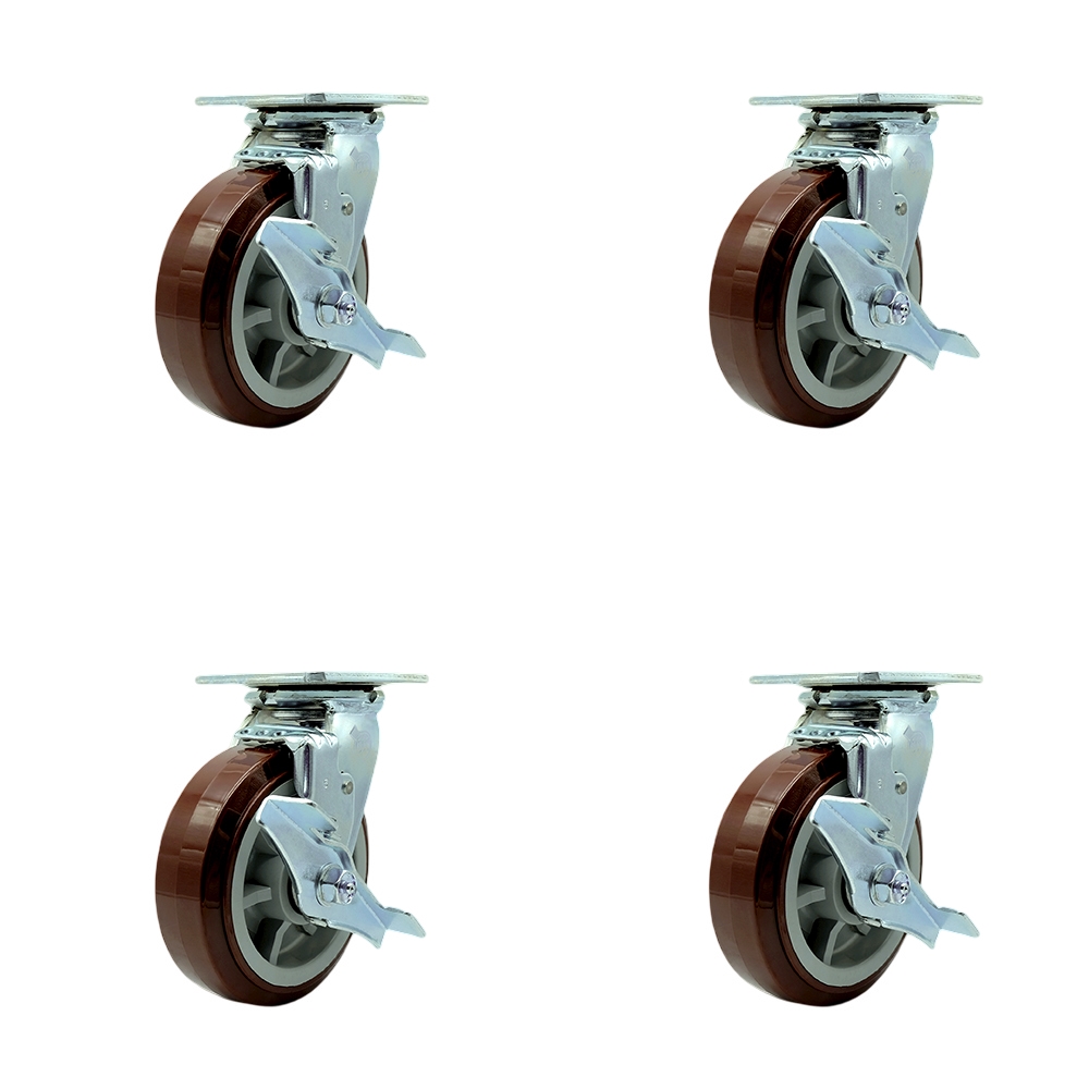 CRSL6 Greenlee GMX Cart Caster Set – MA6065 GMX Material Cart - Heavy Duty Replacement – Non-Marking – Includes 4 Swivel Casters with Brakes & Bolt-On Swivel Locks - Set of 4 - Service Caster Brand — photo 1