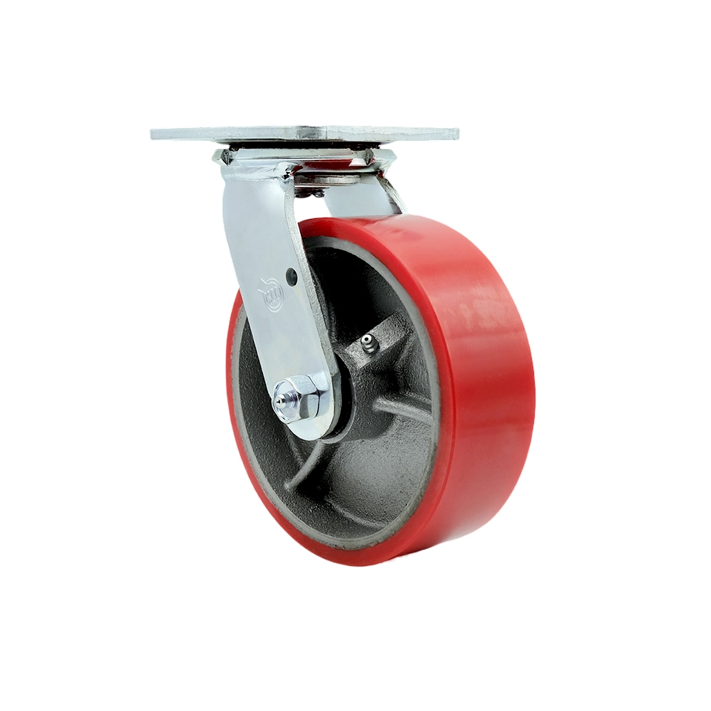 Service Caster Brand Replacement Caster for McMaster Carr Caster 22455T17 22955T33 - Swivel Top Plate Caster with 6 Inch Red Polyurethane on Cast Iron Wheel - 1,200 lbs. Capacity/Caster — photo 1