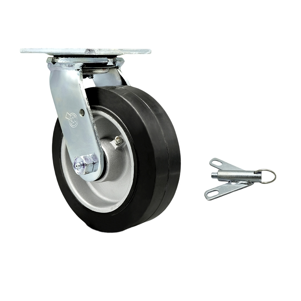 Rubber on Aluminum Swivel Top Plate Heavy Duty Caster with 6 Inch Wheel and Bolt on Swivel Lock – 550 lbs. Capacity/Caster - Service Caster Brand — photo 1