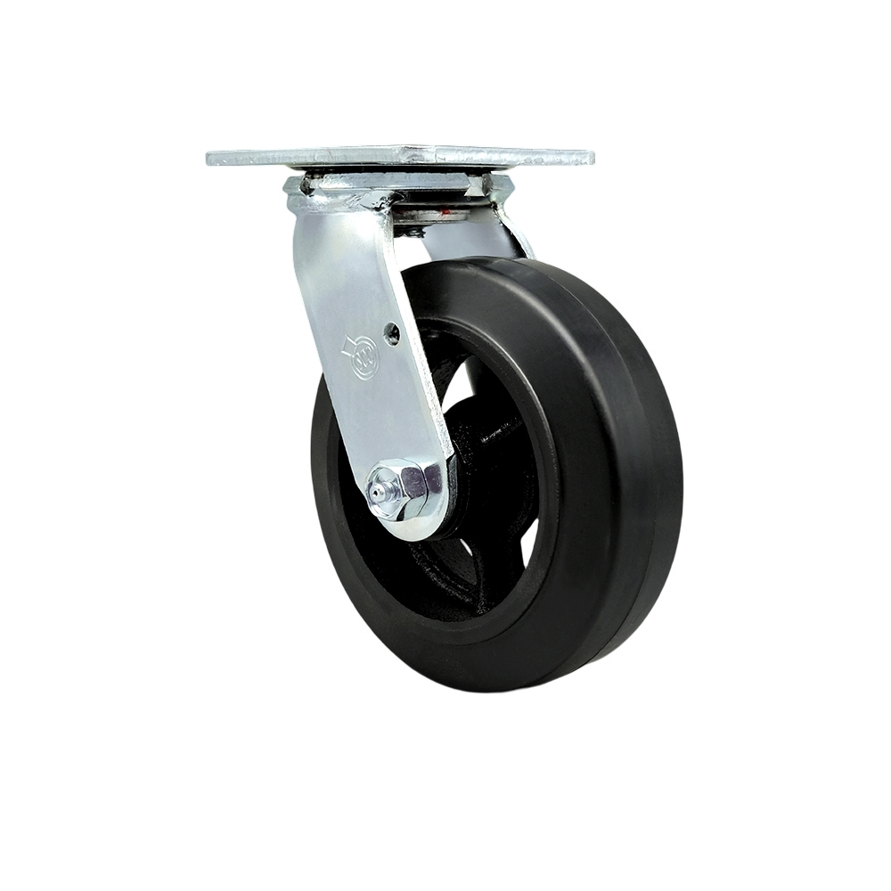 Service Caster Brand Replacement Caster for Uline Caster H-3326S - Swivel Top Plate Caster with 6 Inch Rubber on Metal Wheel - Heavy Duty Replacement Caster - Fits Platform, U-Boat and Trucks H-1191 — photo 1