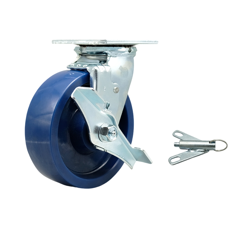 Solid Polyurethane Swivel Top Plate Heavy Duty Caster with 6 Inch Wheel and Top Lock Brake and Bolt on Swivel Lock – 1,200 lbs. Capacity/Caster - Service Caster Brand — photo 1