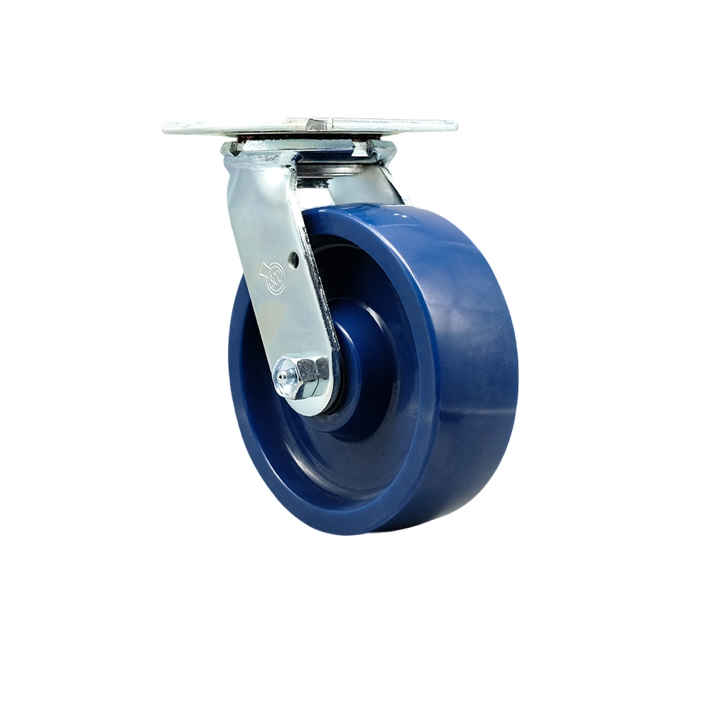 6" Heavy Duty Swivel Caster with Blue Solid Polyurethane Wheel - 1,200 lbs Capacity - Service Caster Brand — photo 1