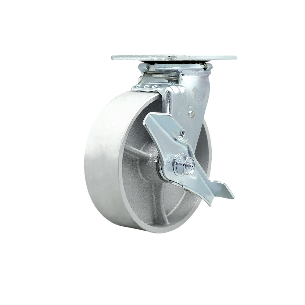 6" Heavy Duty Swivel Caster with Semi Steel Cast Iron Wheel and Brake - 1,200 lbs Capacity - Service Caster Brand — photo 1