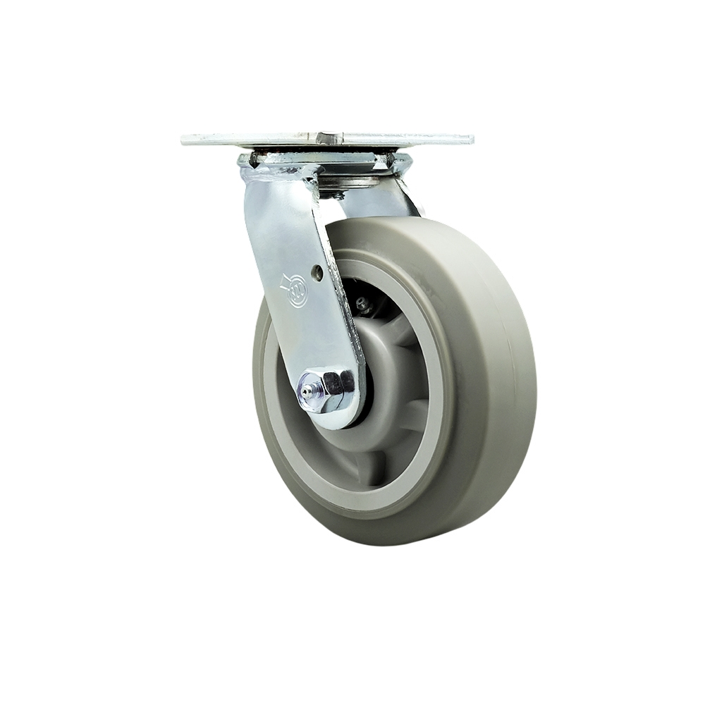 Service Caster Brand Replacement Caster for Magliner Platform Truck, U-Boat, Coolift, and Motorized Hand Truck Caster 130066-Heavy Duty Thermoplastic Rubber Swivel Top Plate Caster w/6" Wheel — photo 1