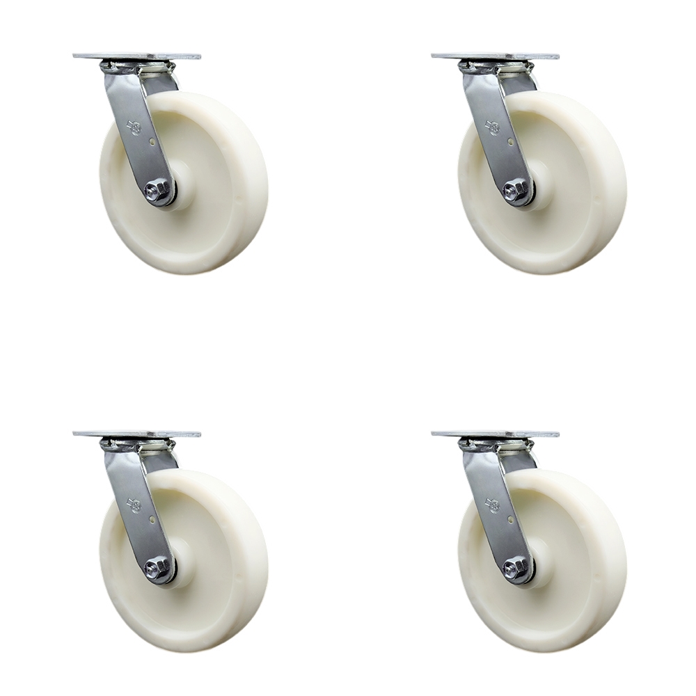 Nylon Swivel Top Plate Casters Set of 4 Heavy Duty with 8 Inch Wheels - Includes 4 Swivel – 5,000 lbs. Total Capacity - Service Caster Brand — photo 1