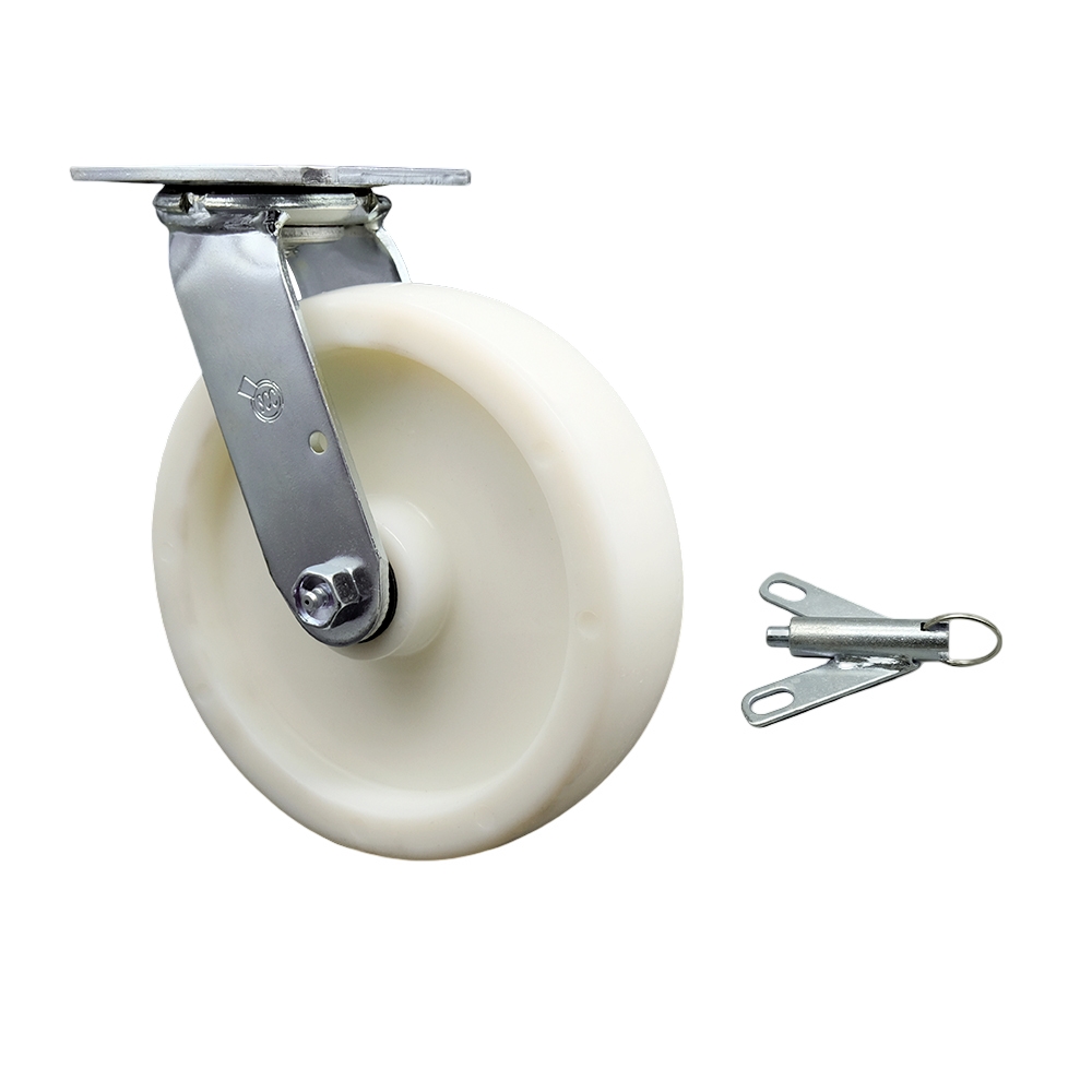 Nylon Swivel Top Plate Heavy Duty Caster with 8 Inch Wheel and Bolt on Swivel Lock – 1,250 lbs. Capacity/Caster - Service Caster Brand — photo 1