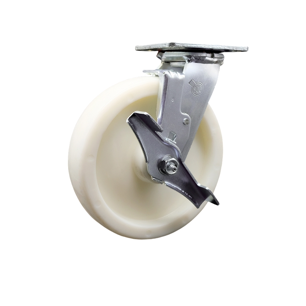 Nylon Swivel Top Plate Heavy Duty Caster with 8 Inch Wheel and Top Lock Brake – 1,250 lbs. Capacity/Caster - Service Caster Brand — photo 1