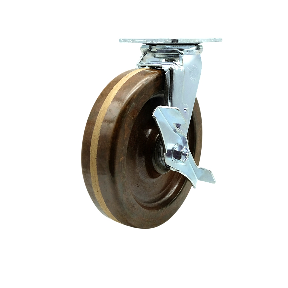 High Temperature Phenolic Swivel Top Plate Heavy Duty Caster with 8 Inch Wheel and Top Lock Brake – 1,250 lbs. Capacity/Caster - Service Caster Brand — photo 1