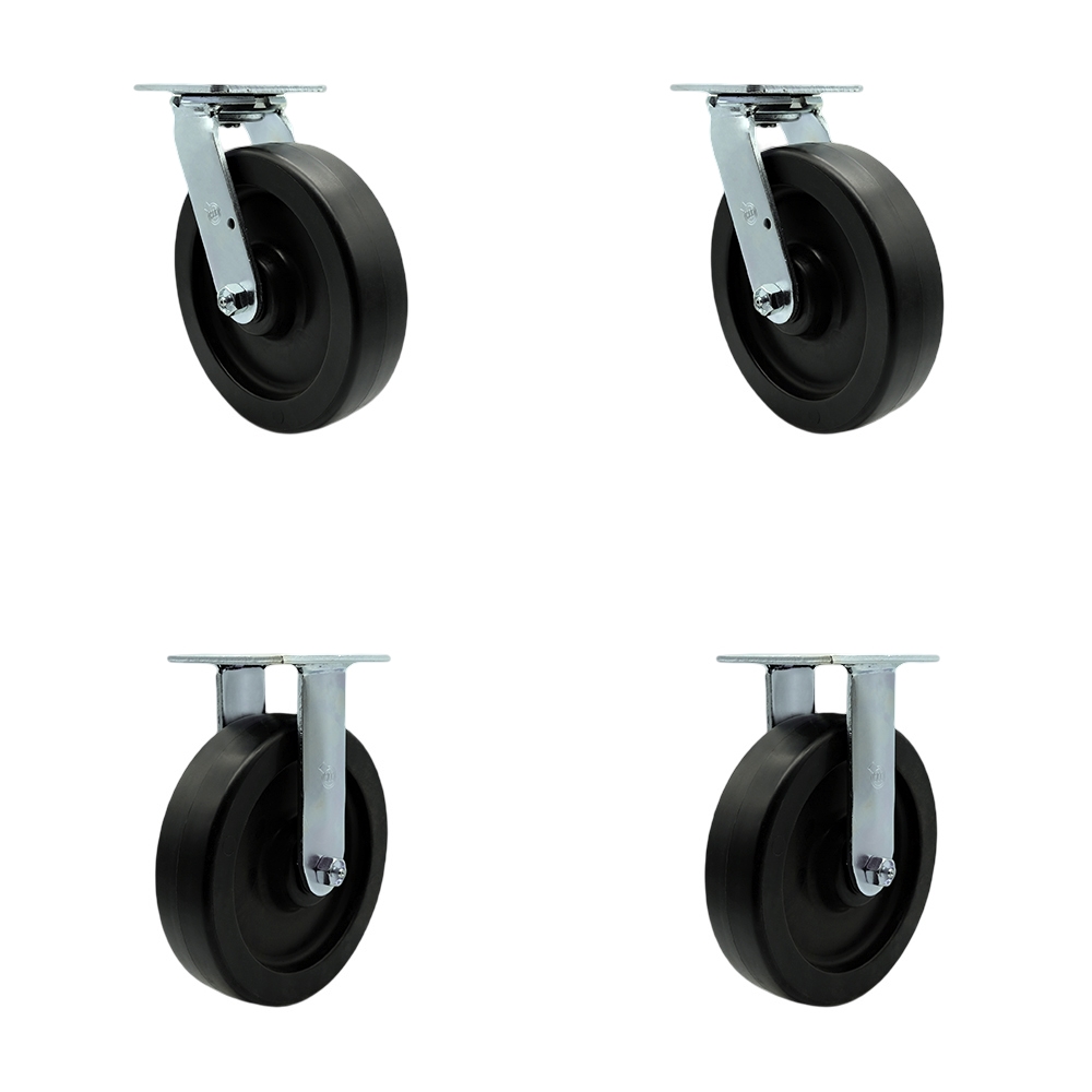 Polyolefin Swivel Top Plate Casters Set of 4 Heavy Duty with 8 Inch Wheels - Includes 2 Swivel and 2 Rigid – 3,600 lbs. Total Capacity - Service Caster Brand — photo 1