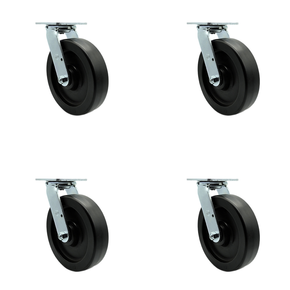 Polyolefin Swivel Top Plate Casters Set of 4 Heavy Duty with 8 Inch Wheels - Includes 4 Swivel – 3,600 lbs. Total Capacity - Service Caster Brand — photo 1