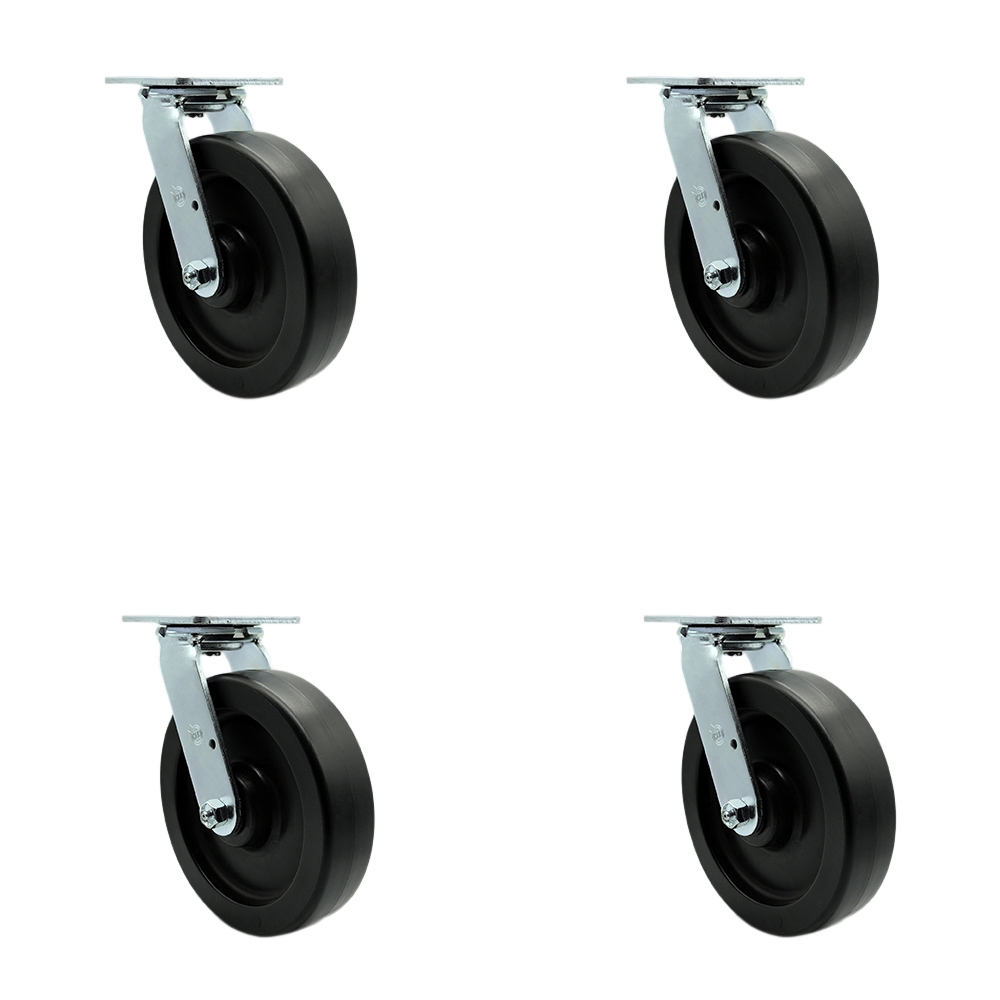 Heavy Duty Swivel Caster Set of 4 with 8 Inch Polyolefin Wheels and Ball Bearings - Includes 4 Swivel with Bolt on Swivel Locks - 3,600 lbs. Total Capacity - Service Caster Brand — photo 1