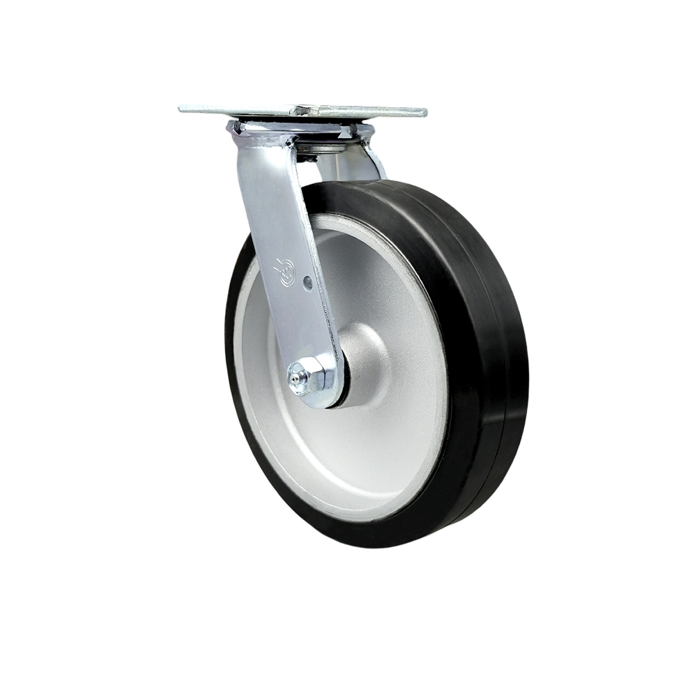 Heavy Duty Swivel Top Plate Caster with 8 Inch Rubber on Aluminum Wheel and Ball Bearings - 600 lbs. Capacity/Caster - Service Caster Brand — photo 1