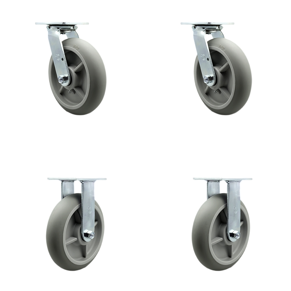 Lavex Lodging Housekeeping Cart Caster Set -  Maintenance Free Replacement Caster Set - Includes 2 Swivel Casters and 2 Rigid Casters - Set of 4 - Service Caster Brand — photo 1