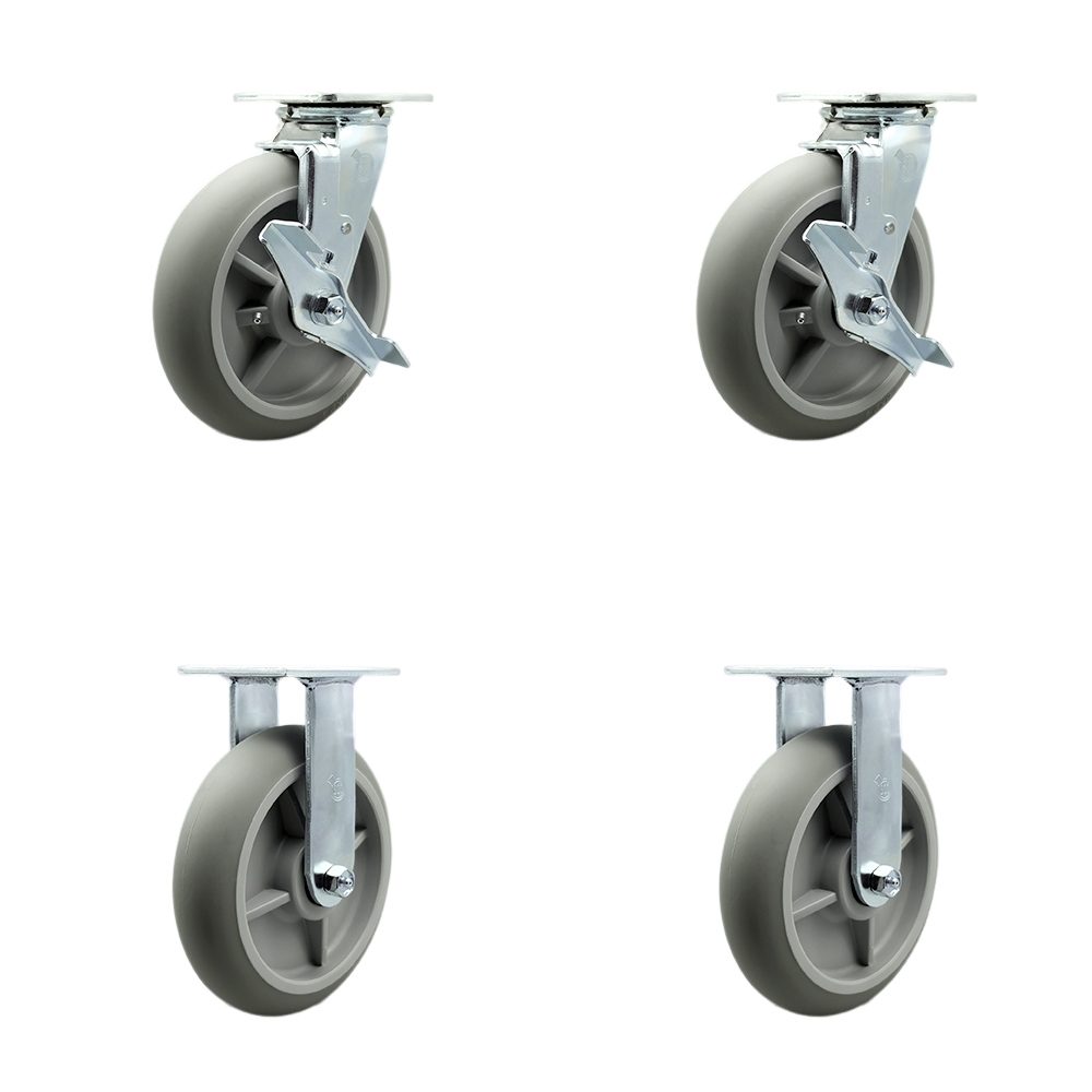 Lavex Lodging 274HKLGFXWH 274HKLGDRWH Housekeeping Cart Caster Set -  Replacement Caster Set - Includes 2 Swivel Casters with Brakes and 2 Rigid Casters - Set of 4 - Service Caster Brand — photo 1