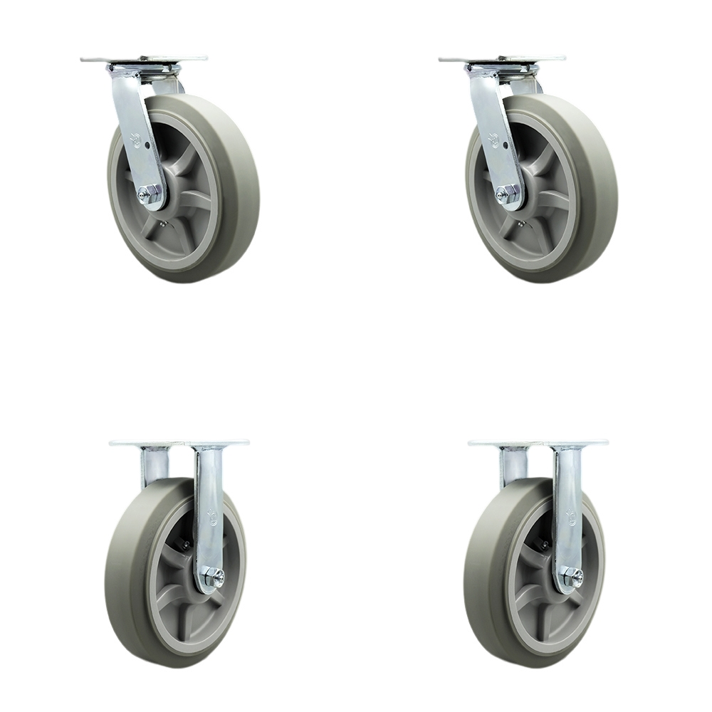Service Caster Brand Replacement Caster Set for Magliner Platform Truck and U-Boat Caster Set 86151-Thermoplastic Rubber Swivel Top Plate Caster Set w/8" Wheel-Includes 2 Swivel Caster&2 Rigid Casters — photo 1
