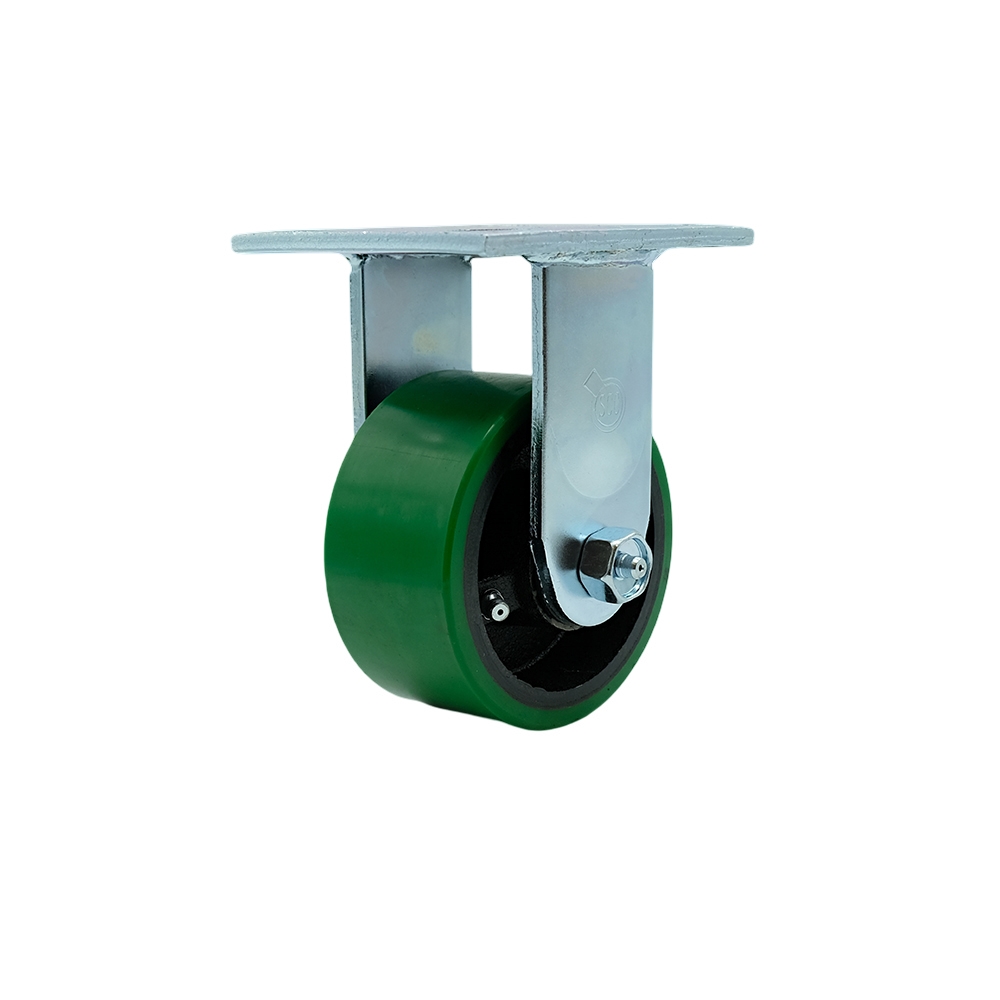 4" Heavy Duty Rigid Caster with Green Polyurethane on Iron Wheel - 700 lbs Capacity - Service Caster Brand — photo 1