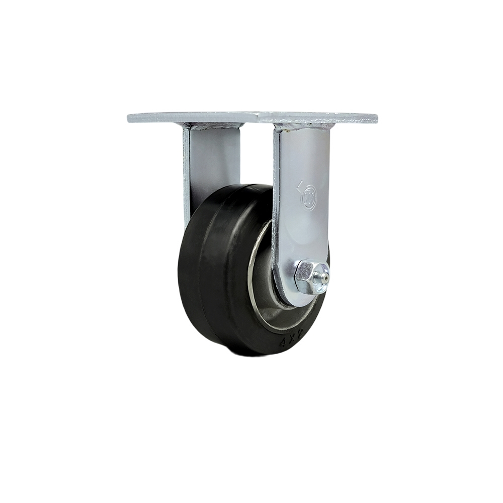 Heavy Duty Rigid Top Plate Caster with 4 Inch Rubber on Aluminum Wheel and Ball Bearings - 400 lbs. Capacity/Caster - Service Caster Brand — photo 1
