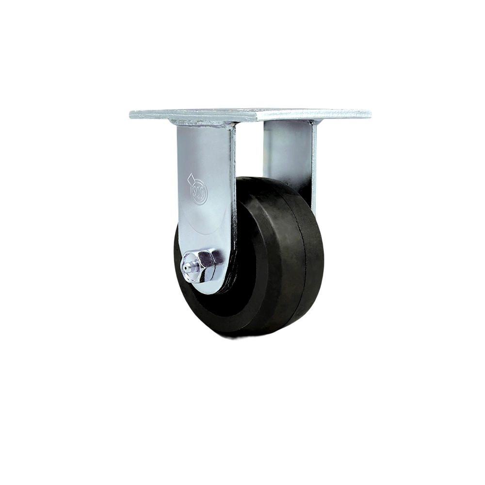 4" Heavy Duty Rigid Caster with Rubber on Metal Wheel - 400 lbs Capacity - Service Caster Brand — photo 1