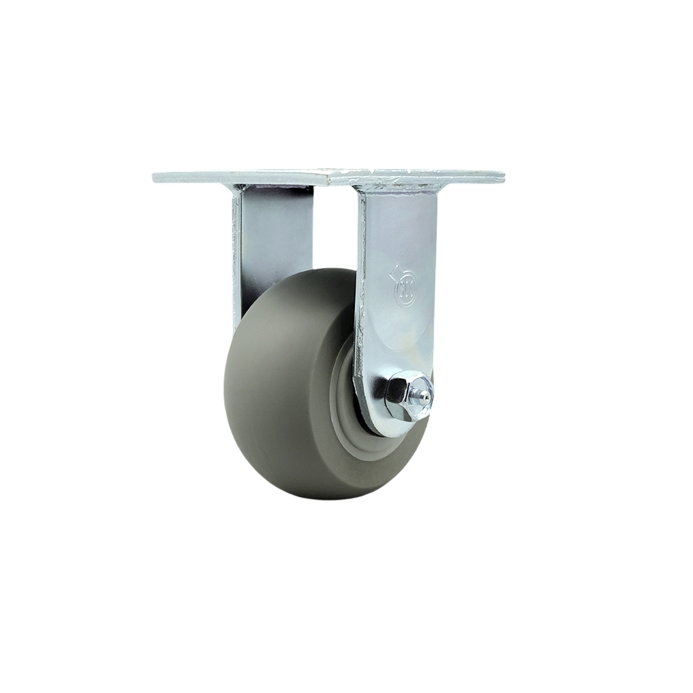 Heavy Duty Rigid Top Plate Caster with 4 Inch Thermoplastic Rubber Donut Tread Wheel and Ball Bearings - 300 lbs. Capacity/Caster - Service Caster Brand — photo 1