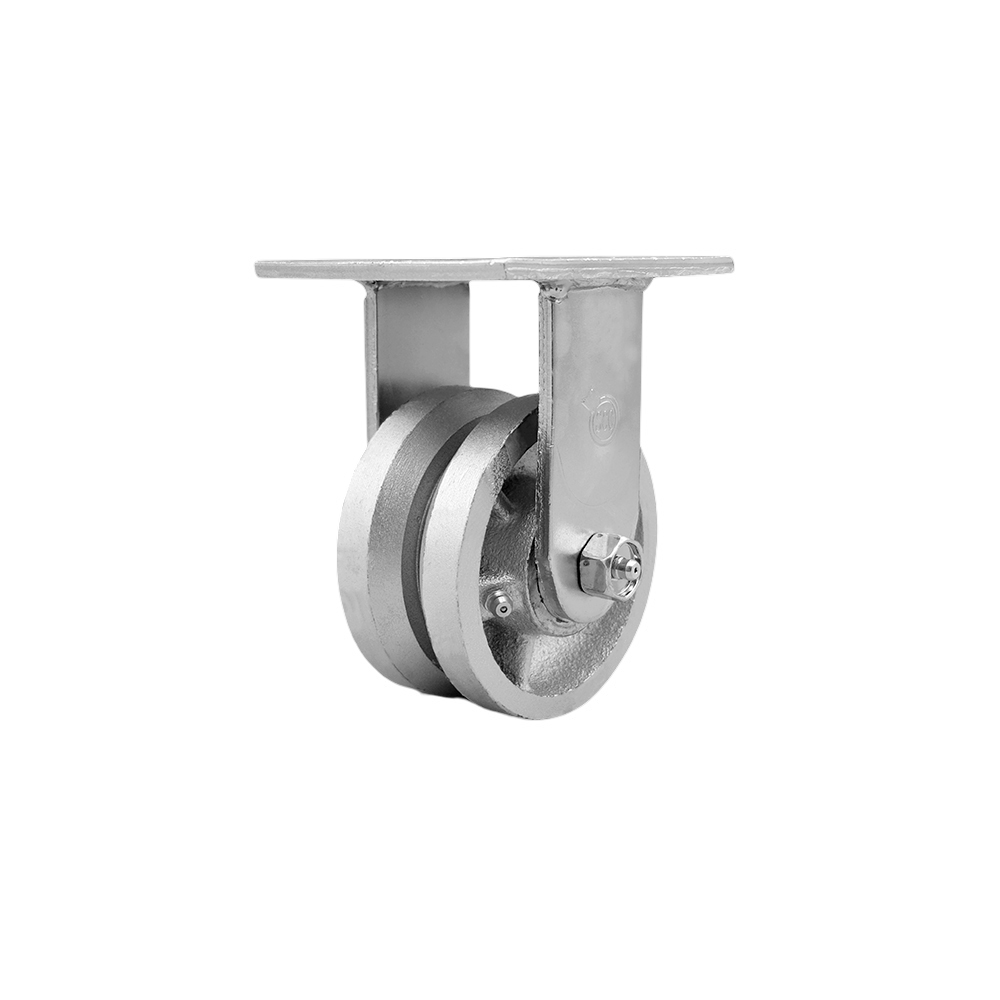 Heavy Duty Rigid Top Plate Caster with 4 Inch V-Groove Semi Steel Cast Iron Wheel and Bronze Bearings - 800 lbs. Capacity/Caster - Service Caster Brand — photo 1