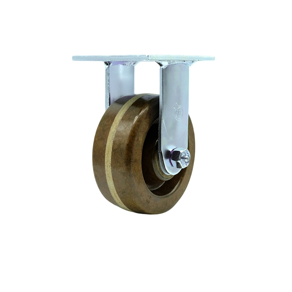 Heavy Duty Rigid Top Plate Caster with 5 Inch High Temperature Phenolic Wheel and Bronze Bearings - 1,000 lbs. Capacity/Caster - Service Caster Brand — photo 1