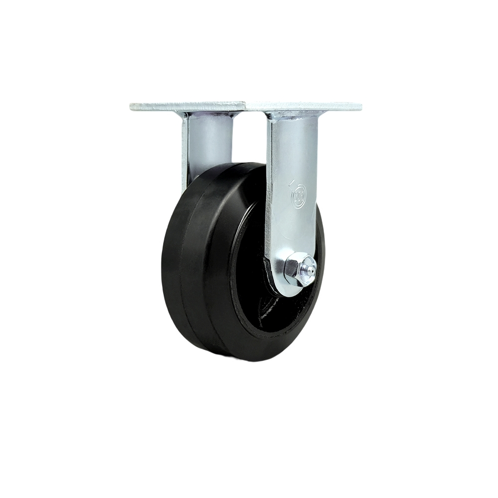 Service Caster Brand Replacement for McMaster Carr Caster 19505T22 30305T24 - Rigid Top Plate Caster with 5 Inch Black Rubber on Cast Iron Wheel - 400 lbs. Capacity Per Caster — photo 1
