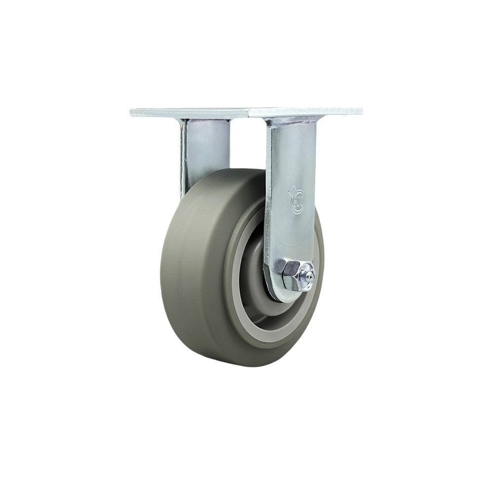Service Caster Brand Replacement for McMaster Carr Caster 30305T67 – Rigid Top Plate Caster with 5 Inch Thermoplastic Rubber Flat Tread Gray Wheel - 350 lbs. Capacity Per Caster — photo 1