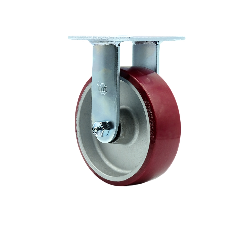 6" Heavy Duty Rigid Caster with Polyurethane on Aluminum Wheel - 1,200 lbs Capacity - Service Caster Brand — photo 1