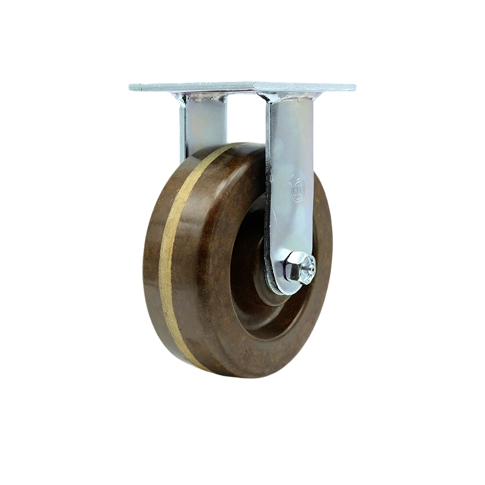 Heavy Duty Rigid Top Plate Caster with 6 Inch High Temperature Phenolic Wheel and Bronze Bearings - 1,200 lbs. Capacity/Caster - Service Caster Brand — photo 1