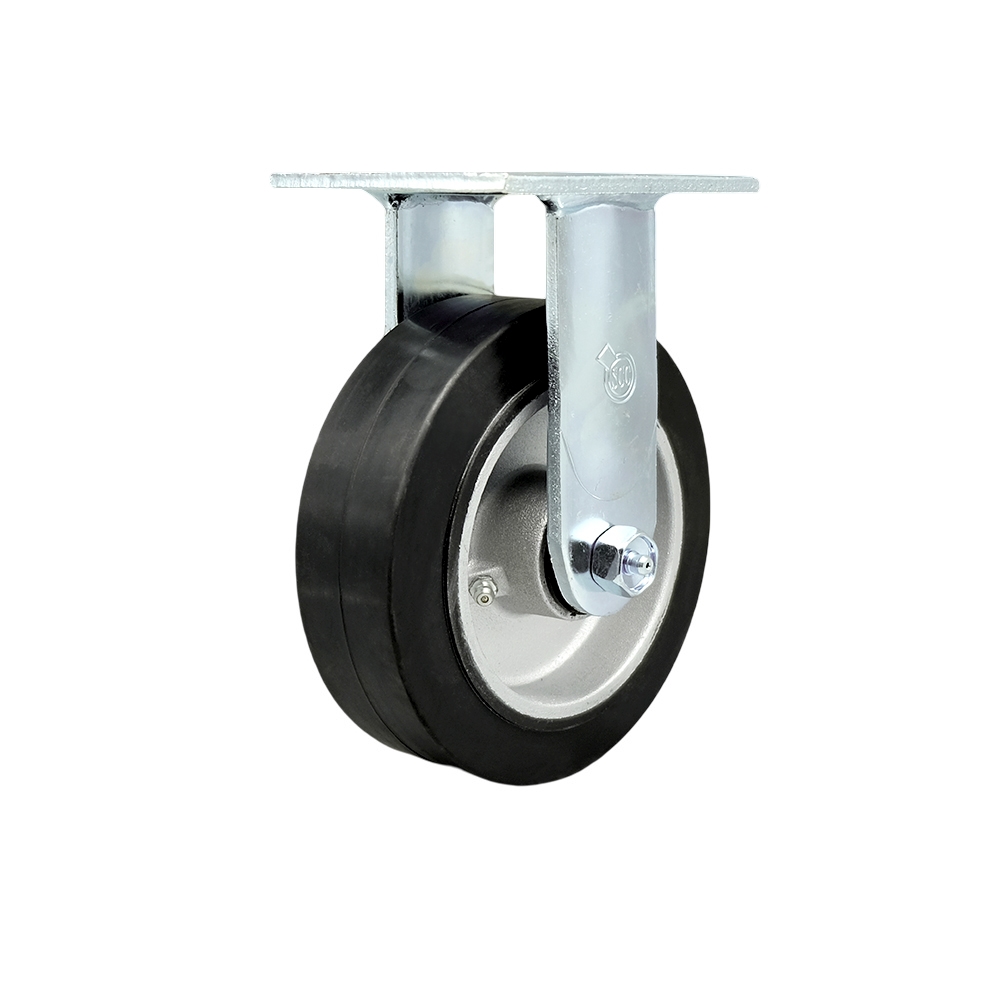 6" Heavy Duty Rigid Caster with Rubber on Aluminum Wheel - 550 lbs Capacity - Service Caster Brand — photo 1