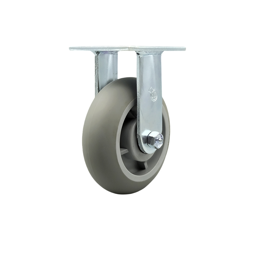 Heavy Duty Rigid Top Plate Caster with 6 Inch Thermoplastic Rubber Donut Tread Wheel and Ball Bearings - 500 lbs. Capacity/Caster - Service Caster Brand — photo 1