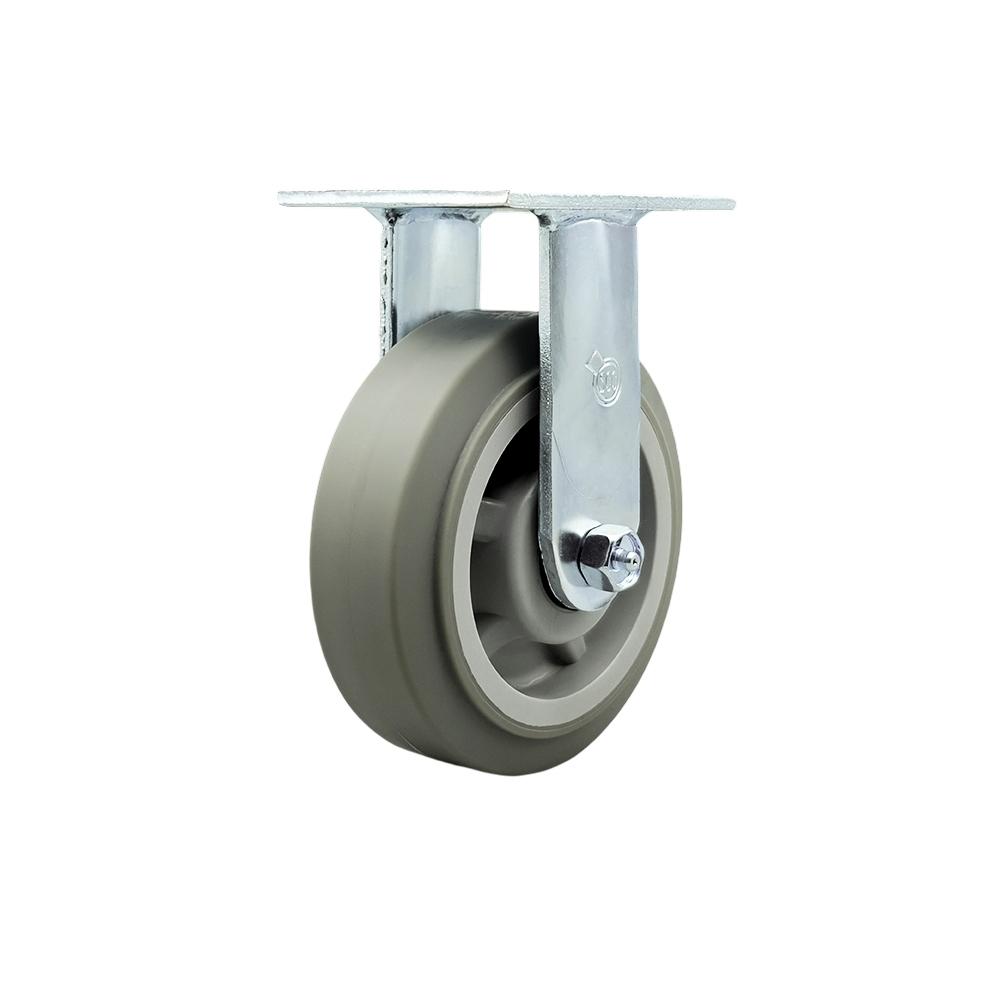 Service Caster Brand Replacement Caster for Magliner Platform Truck, U-Boat and Coolift Caster 130067-Heavy Duty Replacement-Thermoplastic Rubber Flat Tread Rigid Top Plate Caster w/6" x 2" Gray Wheel — photo 1
