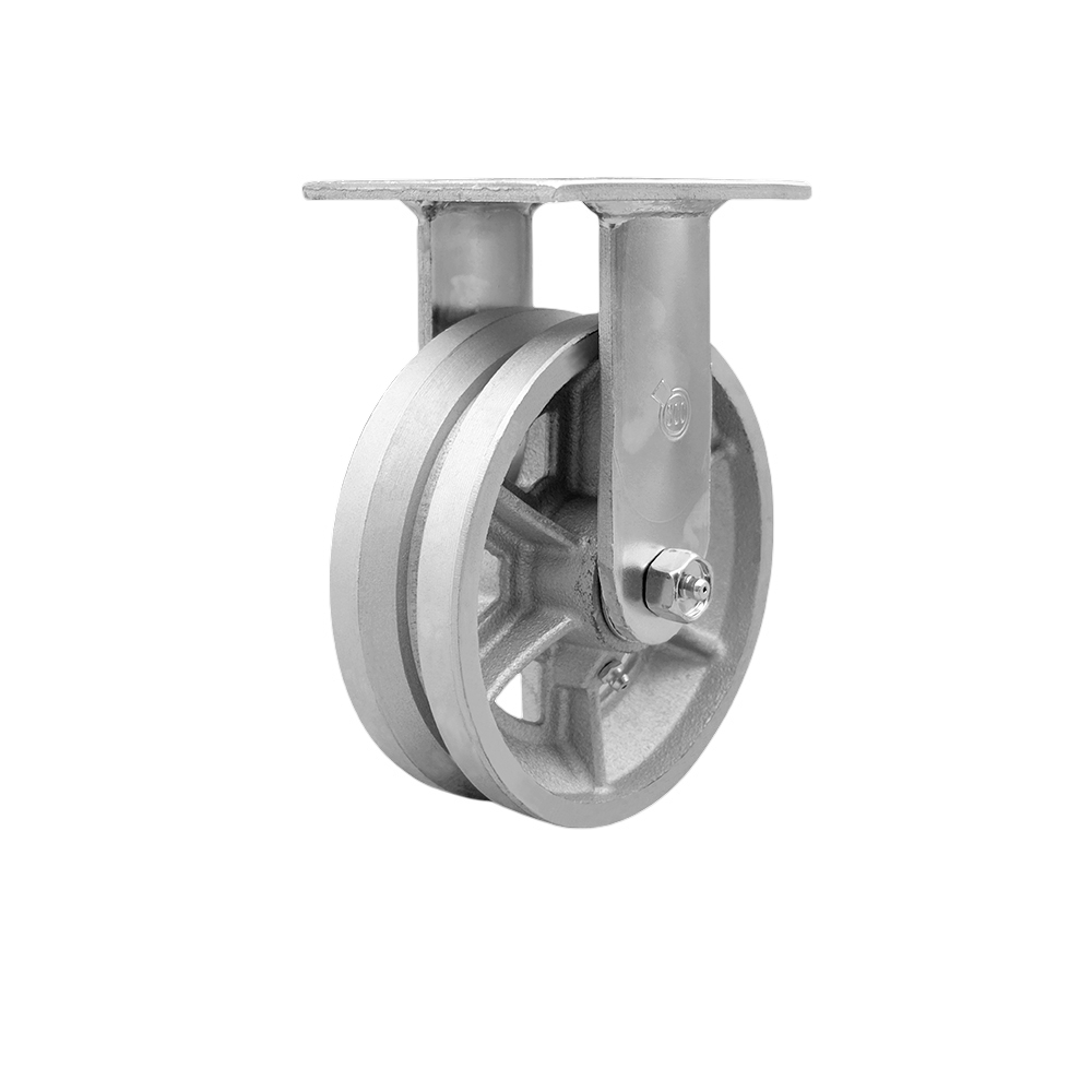 Heavy Duty Rigid Top Plate Caster with 6 Inch V-Groove Semi Steel Cast Iron Wheel and Bronze Bearings - 1,200 lbs. Capacity/Caster - Service Caster Brand — photo 1
