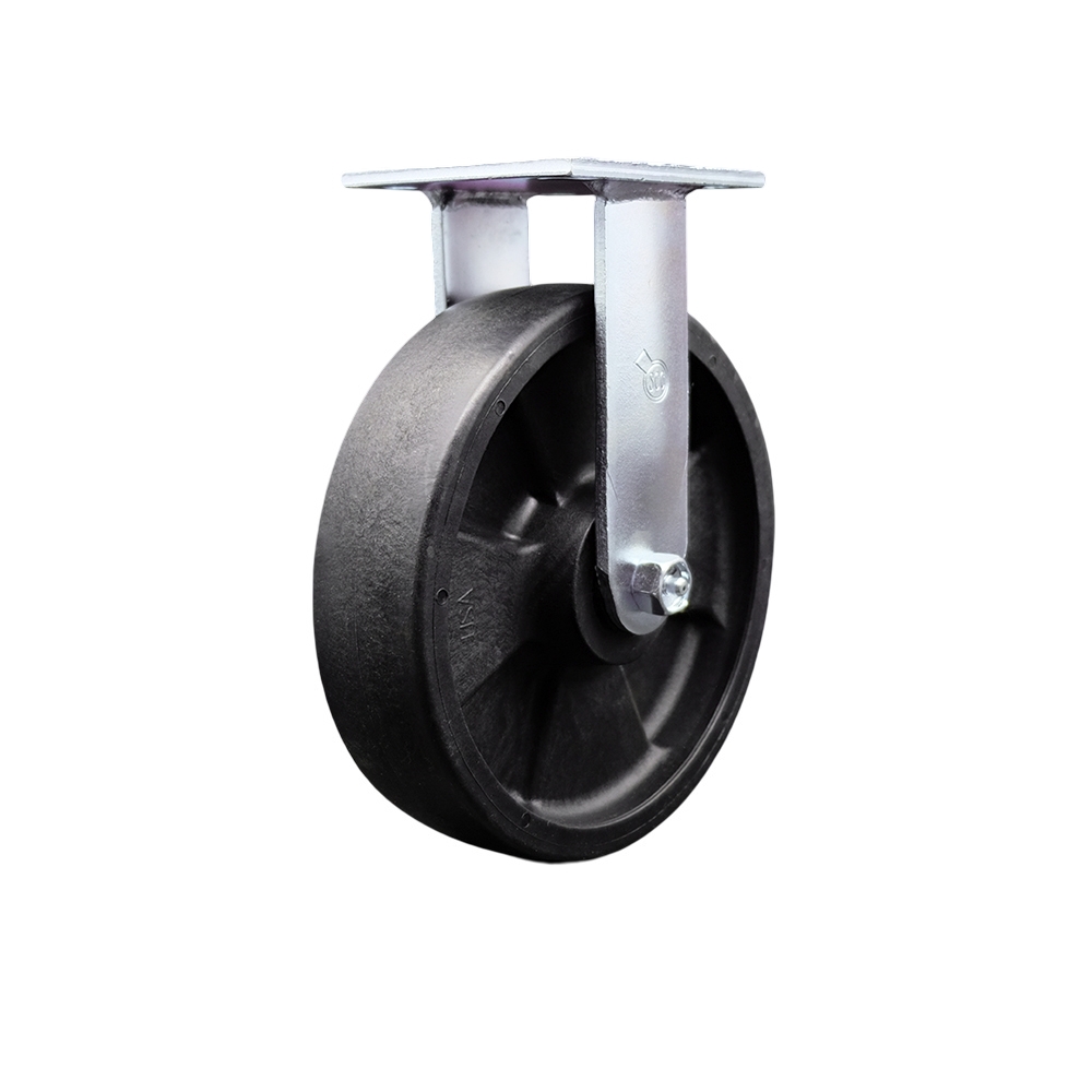 Heavy Duty Rigid Top Plate Caster with 8 Inch High Temperature Glass Filled Nylon Wheel and Ball Bearings - 1,250 lbs. Capacity/Caster - Service Caster Brand — photo 1