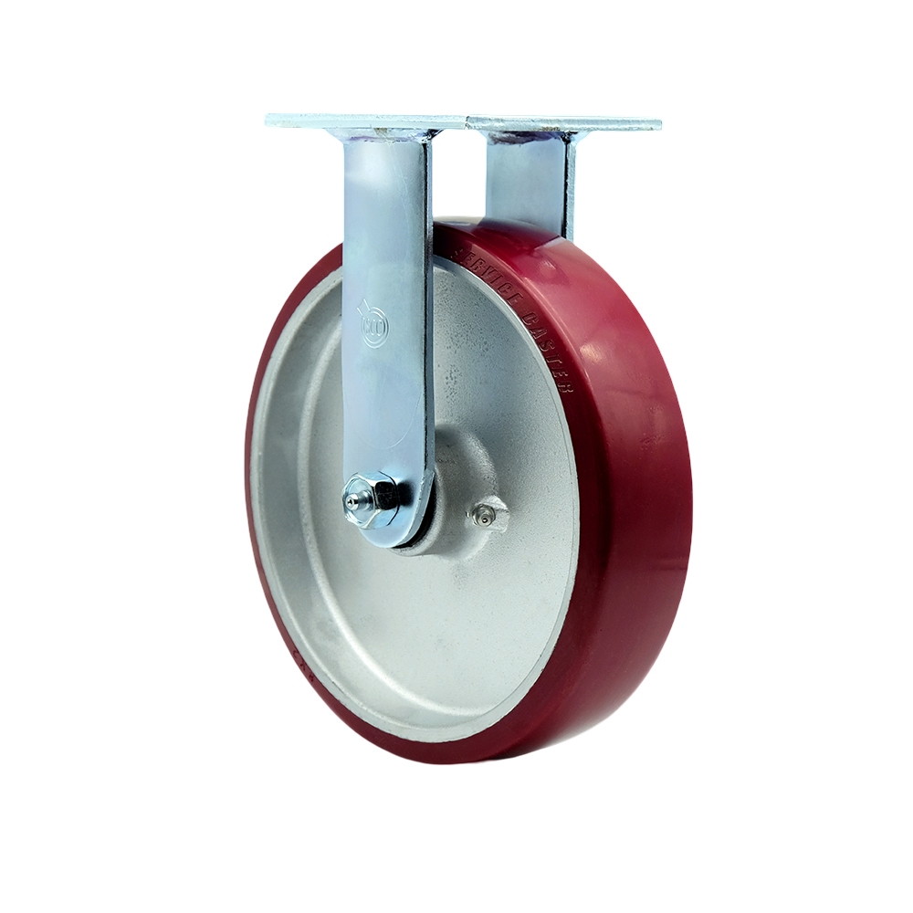 Service Caster Brand Replacement Caster for Grainger Caster TFK 200 GR2H 5VF65 - Rigid Top Plate Heavy Duty Caster with 8 Inch Poly on Aluminum Wheel and Ball Bearings-Fits Industrial Carts and Trucks — photo 1