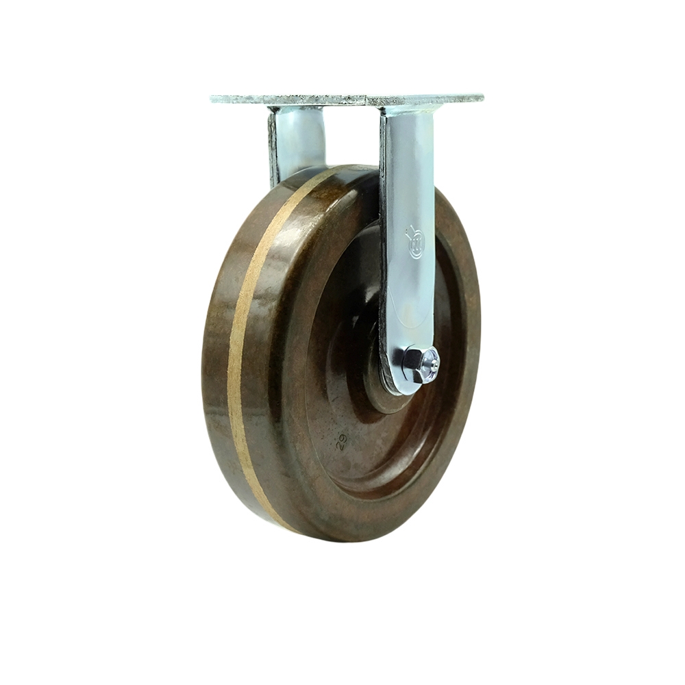 Heavy Duty Rigid Top Plate Caster with 8 Inch High Temperature Phenolic Wheel and Bronze Bearings - 1,250 lbs. Capacity/Caster - Service Caster Brand — photo 1